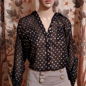 Vintage Sheer Polka Dot Blouse
